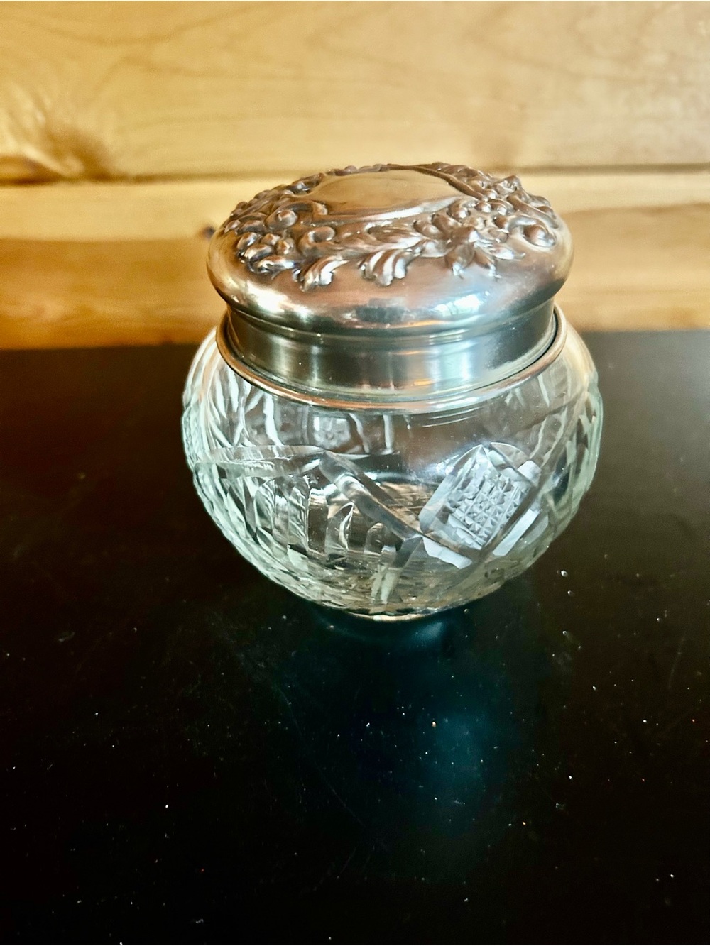 Vintage Style Glass Jars with Ornate Silver Lid